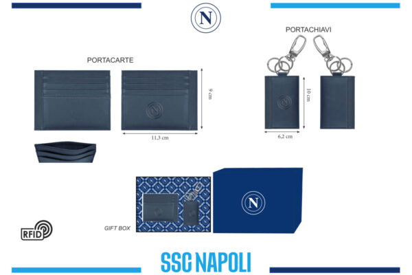 Parure portacarte e portachiavi 100% pelle Napoli