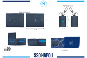 Parure portafoglio e portachiavi 100% pelle Napoli