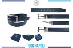 Cintura classica Napoli in box con fibbia reversibile fronte saffiano retro liscia 100% pelle