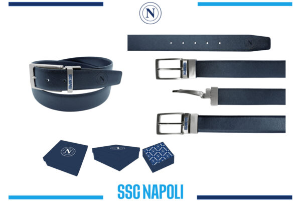 Cintura classica Napoli in box con fibbia reversibile fronte saffiano retro liscia 100% pelle
