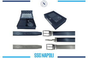 Parure cintura classica con fibbia reversibile e portafoglio Napoli 100% pelle