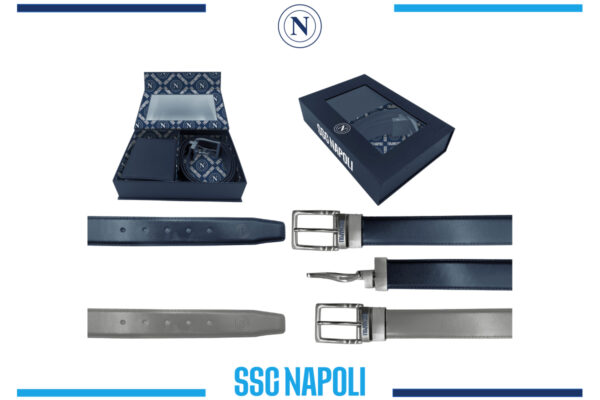 Parure cintura classica con fibbia reversibile e portafoglio Napoli 100% pelle