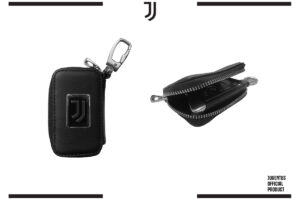 Portachiavi in pelle con zip e placchetta metallo Juventus