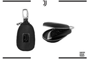 Portachiavi in pelle con zip e metal plate Juventus