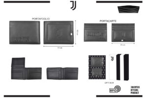 Parure portafoglio e portacarte 100% pelle Juventus