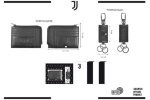 Parure portafoglio e portachiavi 100% pelle Juventus
