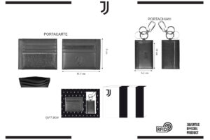 Parure portacarte e portachiavi 100% pelle Juventus