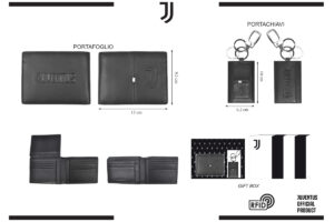 Parure portafoglio e portachiavi 100% pelle Juventus