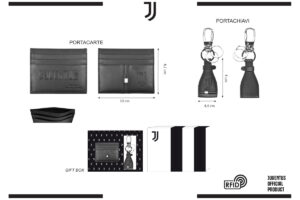 Parure portacarte e portachiavi 100% pelle Juventus