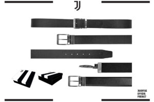Cintura sport in box 100% pelle con fibbia reversibile Juventus