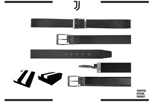 Cintura sport in box 100% pelle con fibbia reversibile Juventus