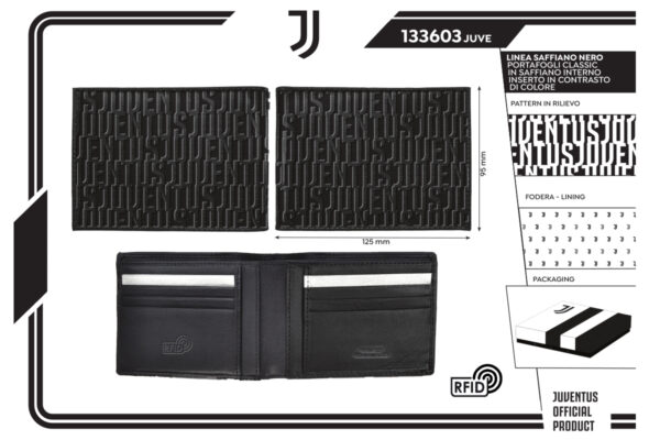 Portafoglio classico saffiano 100% pelle Juventus
