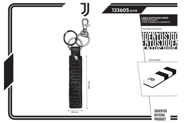 Portachiavi saffiano 100% pelle Juventus