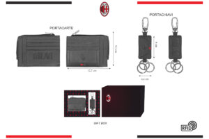 Parure portafoglio e portachiavi 100% pelle Milan