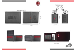 Parure portafoglio e portachiavi 100% pelle Milan