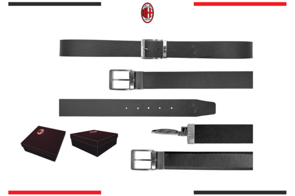 Cintura classica Milan in box con fibbia reversibile fronte full grain retro liscia 100% pelle