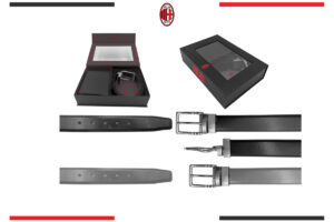 Parure cintura classica con fibbia reversibile e portafoglio MIlan 100% pelle