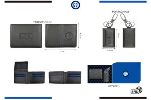 Parure portafoglio e portachiavi 100% pelle Inter