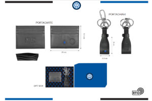 Parure portacarte e portachiavi 100% pelle Inter