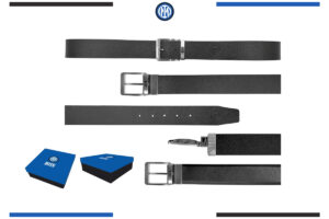 Cintura sport in box 100% pelle con fibbia reversibile Inter