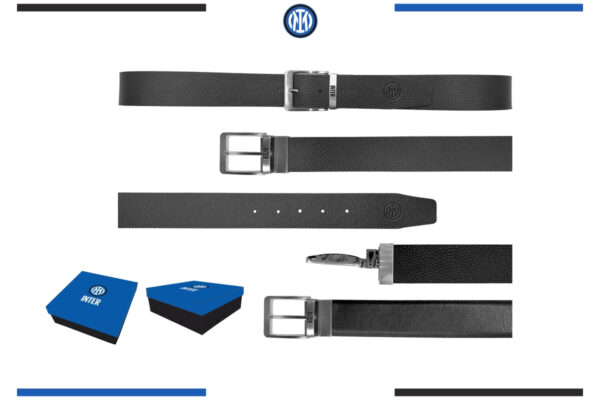 Cintura sport in box 100% pelle con fibbia reversibile Inter