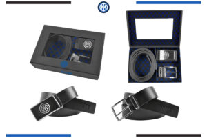 Parure cintura sport con 2 fibbie reversibili Inter 100% pelle fronte full grain retro liscia