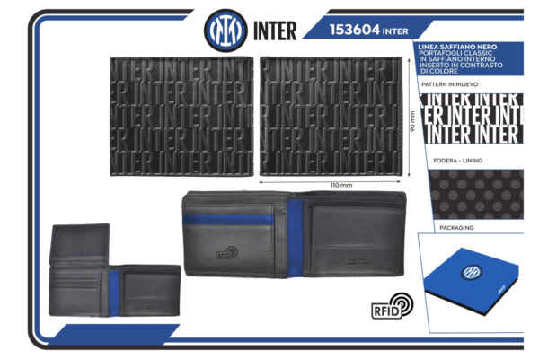 Portafoglio slim saffiano 100% pelle Inter