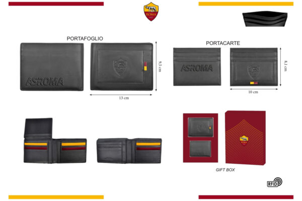 Parure portafoglio e portacarte 100% pelle Roma