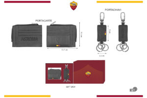 Parure portafoglio e portachiavi 100% pelle Roma