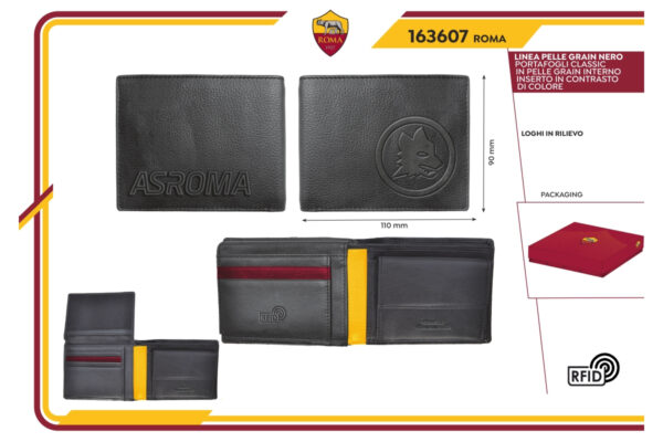 Portafoglio full grain slim 100% pelle Roma