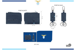 Parure portafoglio e portachiavi 100% pelle Lazio