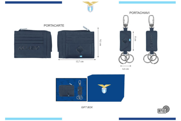 Parure portafoglio e portachiavi 100% pelle Lazio
