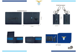 Parure portafoglio e portachiavi 100% pelle Lazio