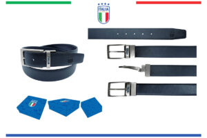 Cintura classica Italia in box con fibbia reversibile fronte saffiano retro liscia 100% pelle