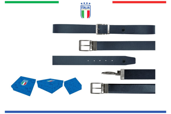 Cintura classica Italia in box con fibbia reversibile fronte full grain retro liscia 100% pelle