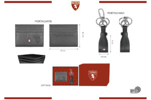 Parure portacarte e portachiavi 100% pelle Torino