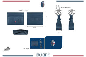 Parure portacarte e portachiavi 100% pelle Bologna