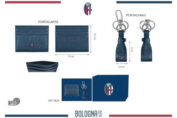 Parure portacarte e portachiavi 100% pelle Bologna