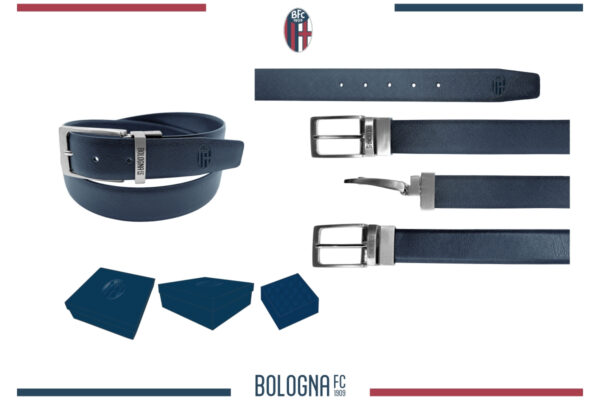 Cintura classica Bologna in box con fibbia reversibile fronte saffiano retro liscia 100% pelle