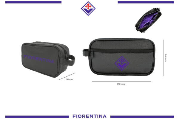 Beauty pochette ecopelle finitura martellato con stampa serigrafata Fiorentina
