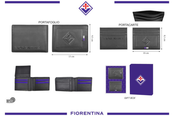 Parure portafoglio e portacarte 100% pelle Fiorentina